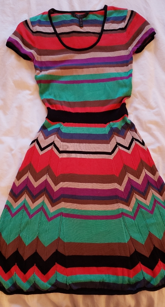 BCBG maxazria is striped knit dress